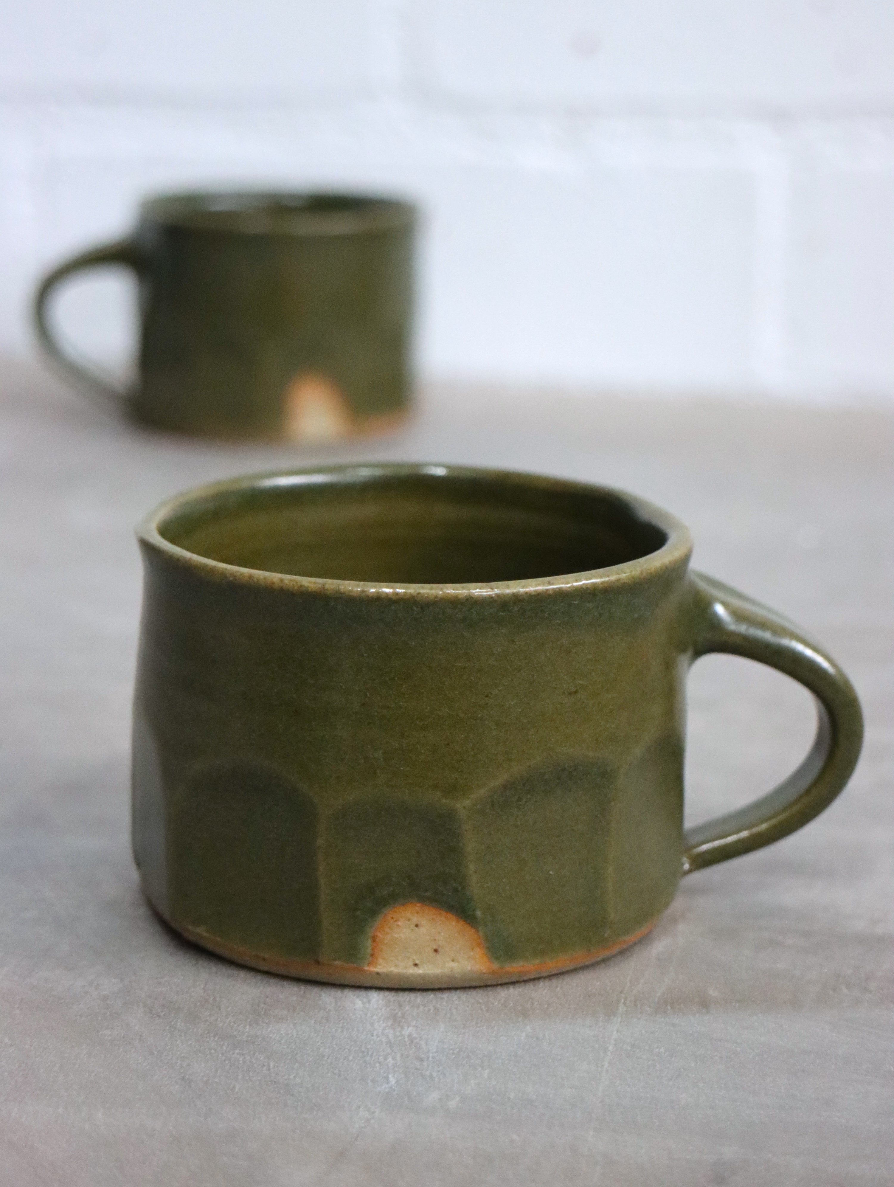 Faceted Coffee Cup in Moss (7oz)