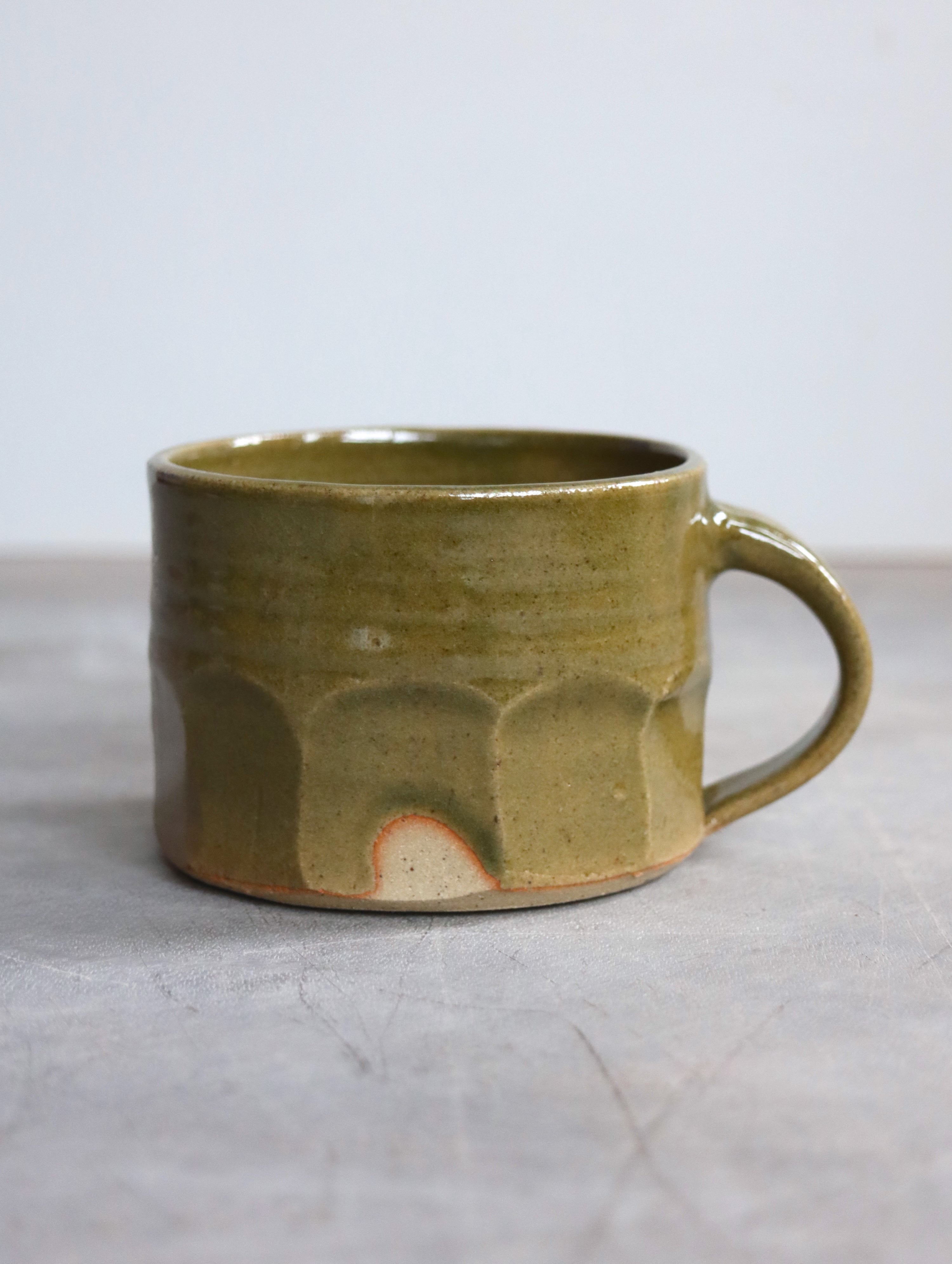 Faceted Coffee Cup in Light Moss (7oz)