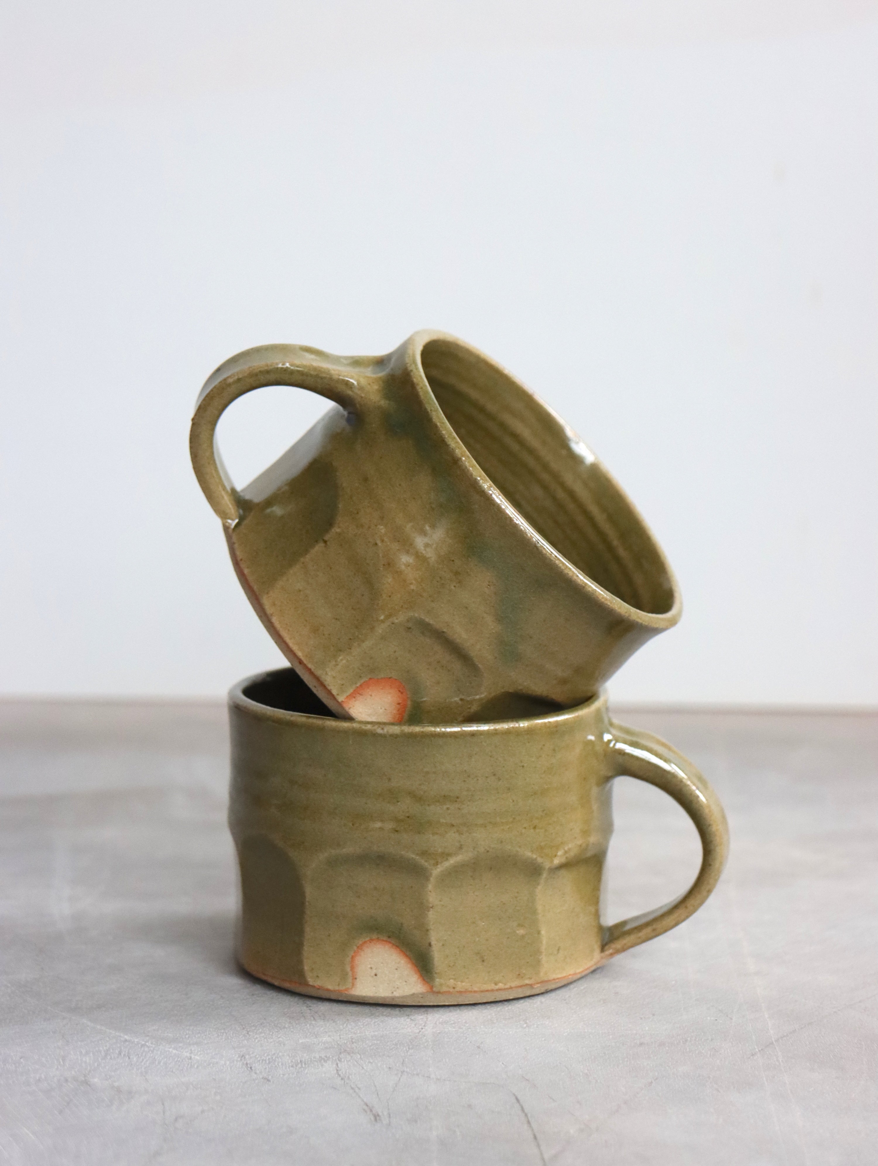 Faceted Coffee Cup in Light Moss (7oz)