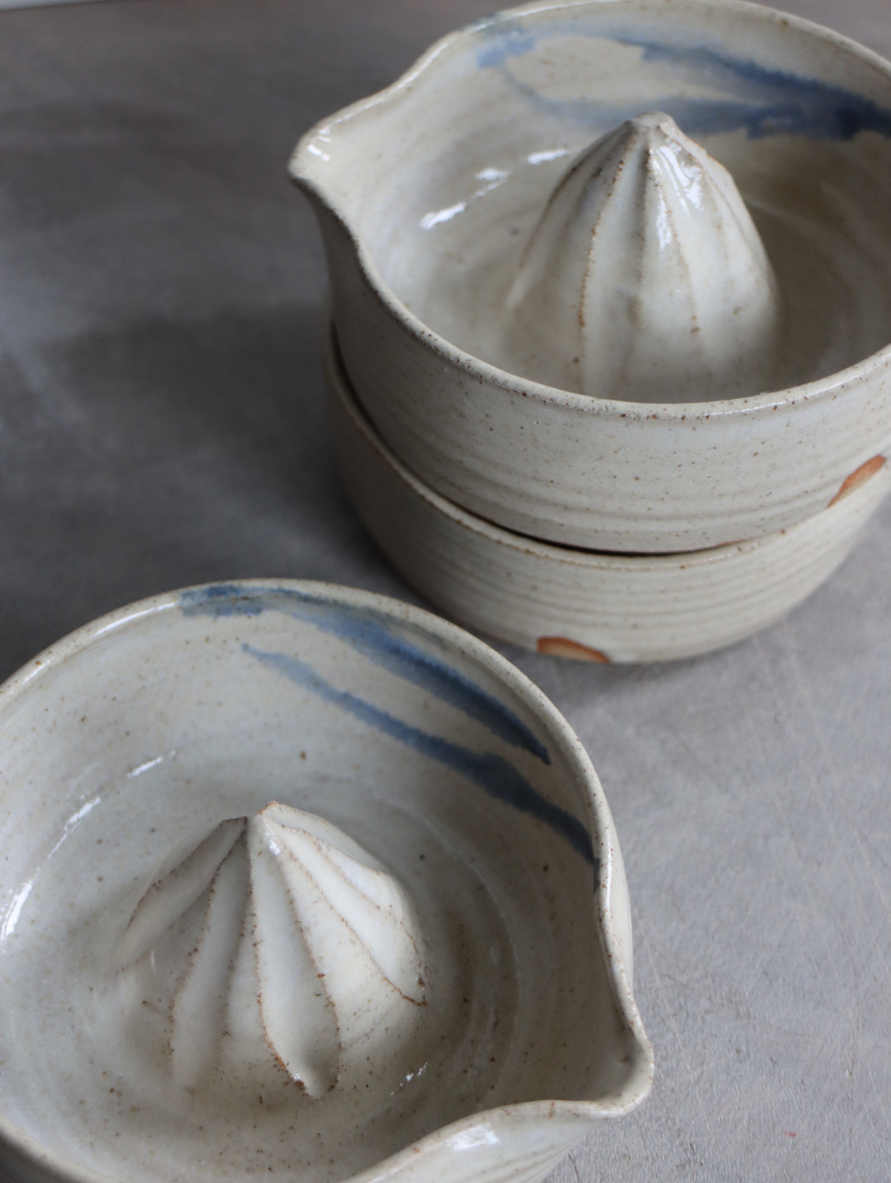 Lemon Squeezer in Speckle White and Blue Brushwork