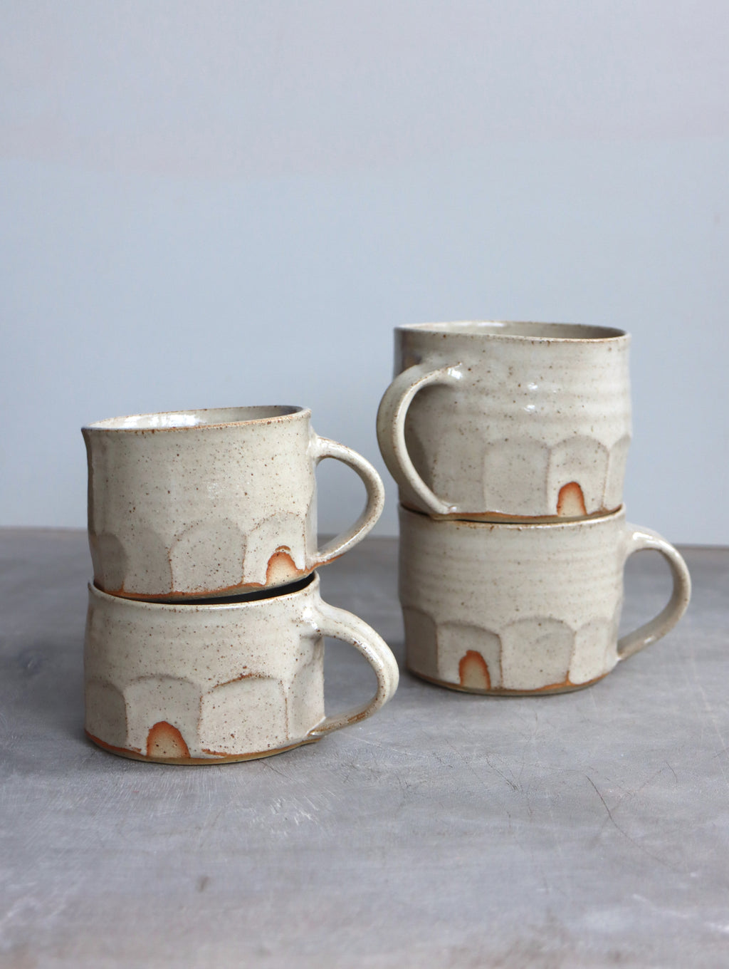 Faceted Coffee Cup in White Speckle (7oz)