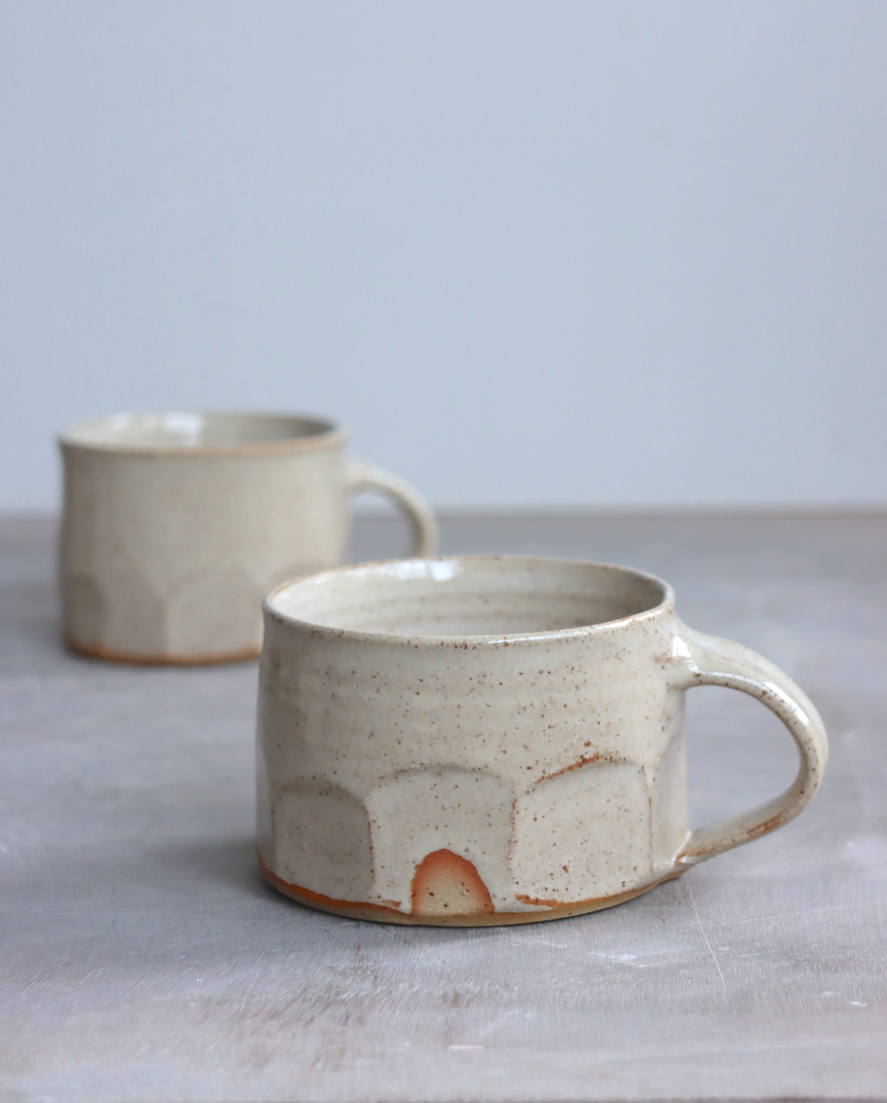 Faceted Coffee Cup in White Speckle (7oz)