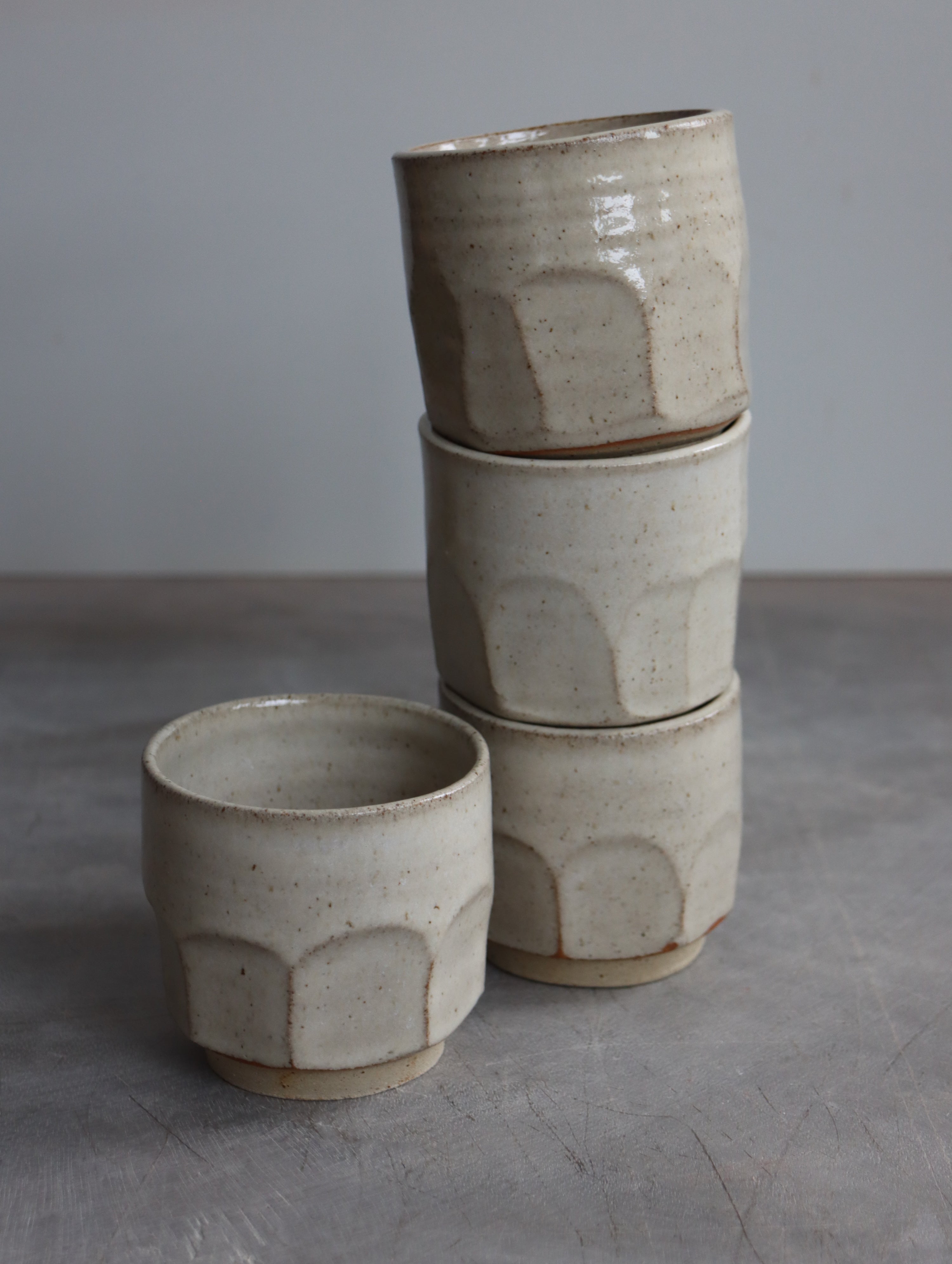 Faceted Tumbler in Speckle White (6oz)