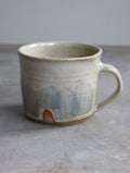 Coffee Cup in White Speckle and Blue Brushwork (7oz)