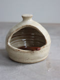 Salt Pig in Speckle White and Small Wooden Spoon