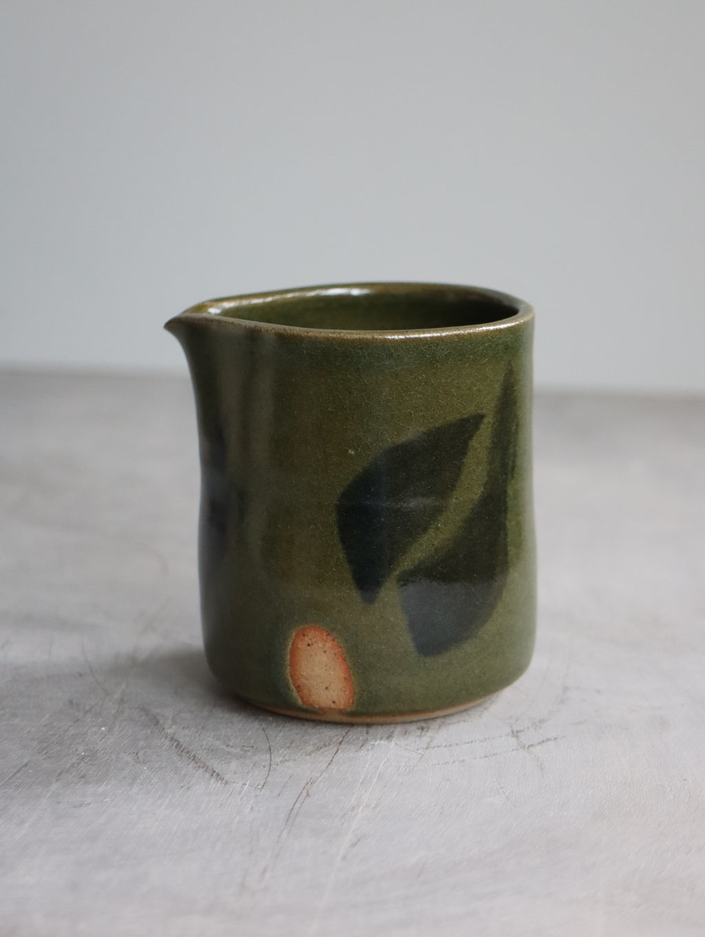 Small Jug in Moss and Oxide Brushwork