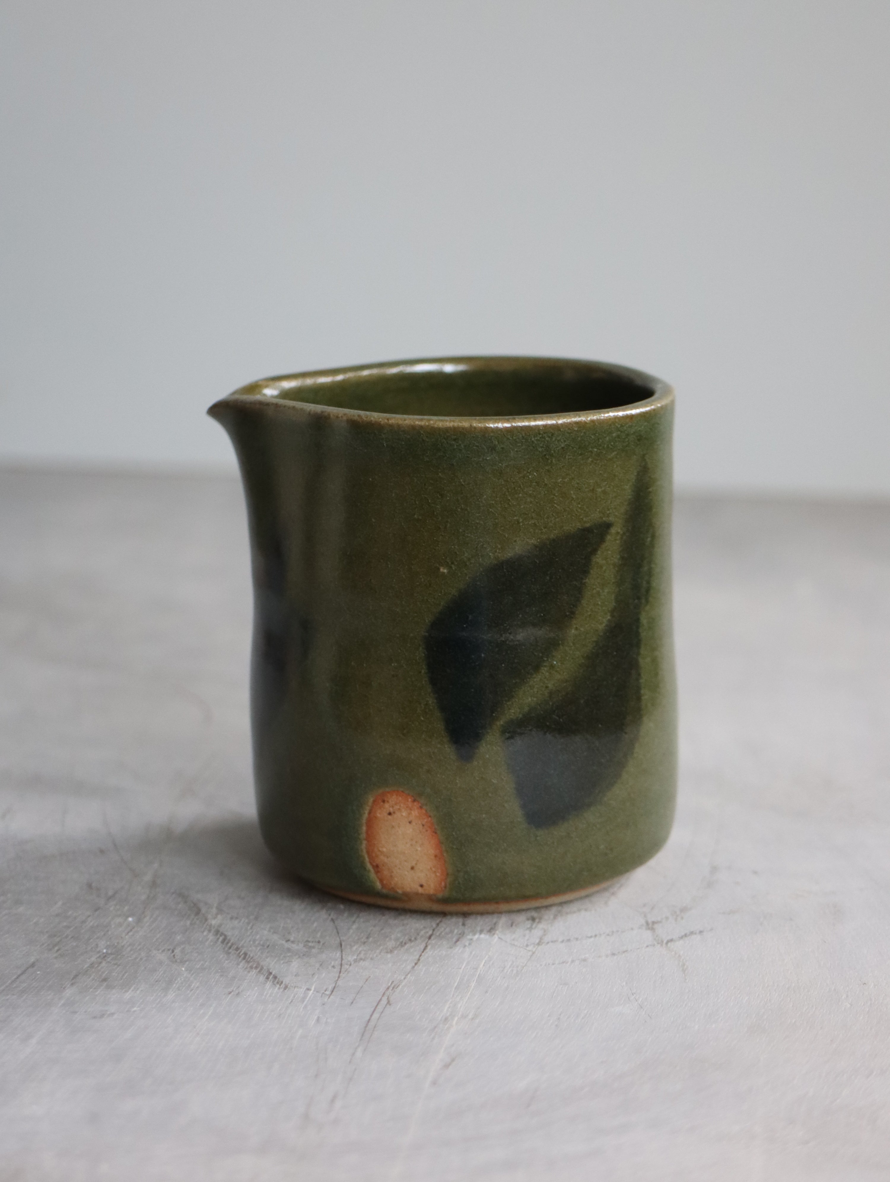Small Jug in Moss and Oxide Brushwork