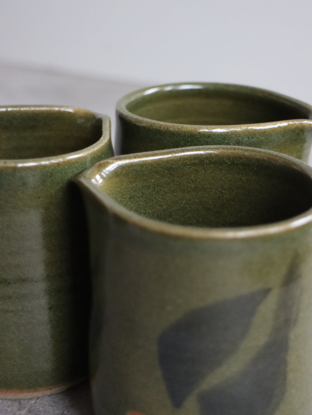 Small Jug in Moss and Oxide Brushwork
