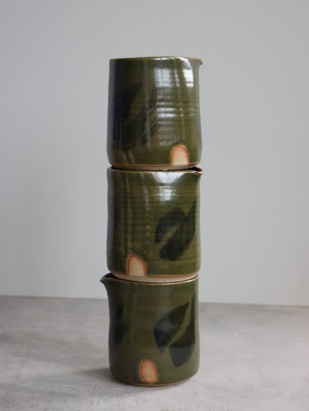 Small Jug in Moss and Oxide Brushwork