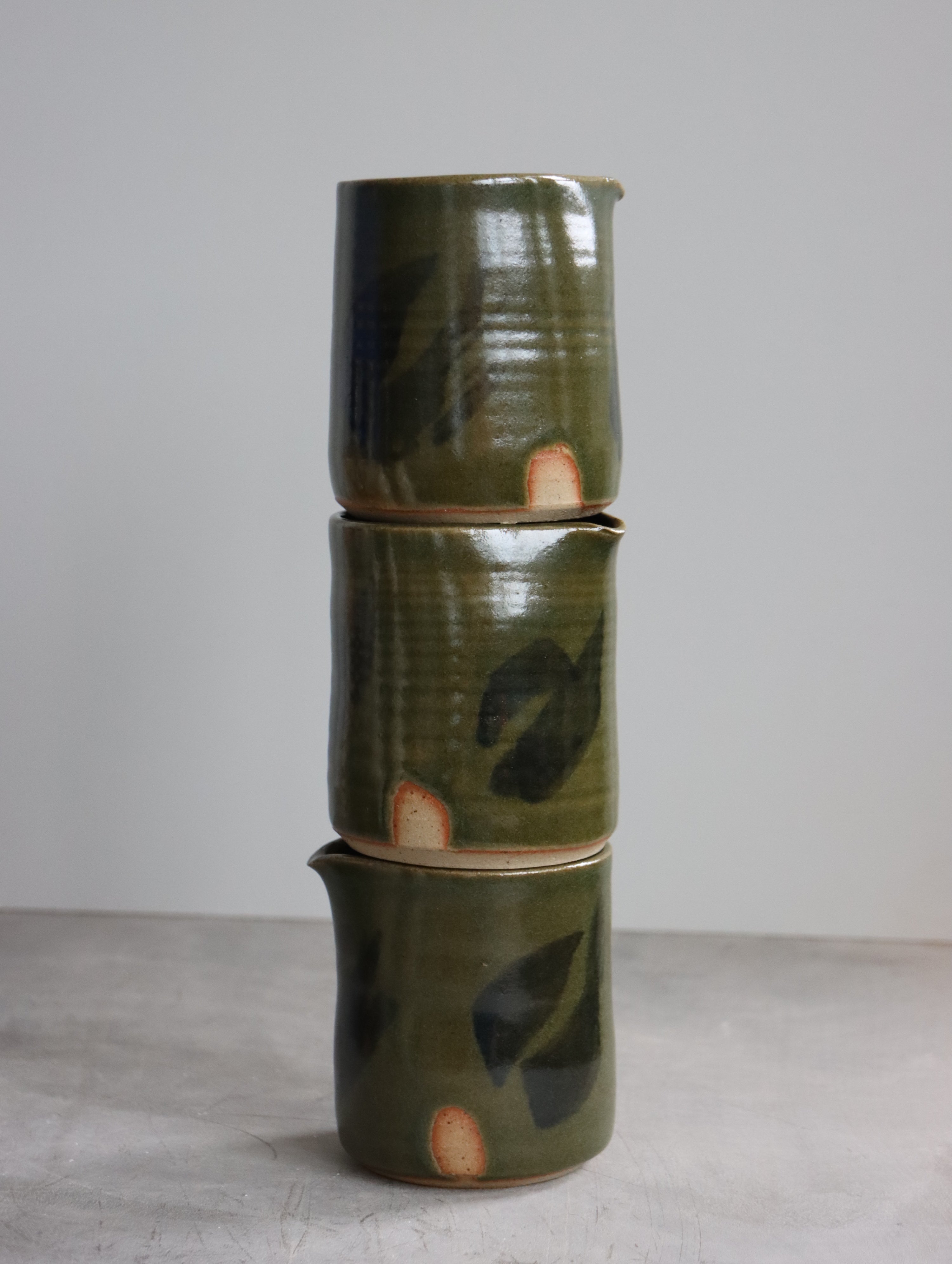 Small Jug in Moss and Oxide Brushwork