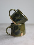 Coffee Cup in Moss and Oxide Brushwork (7oz)