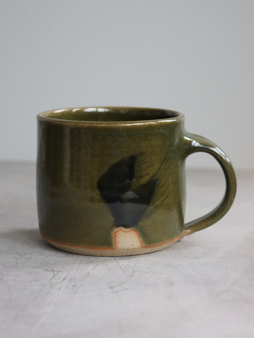 Coffee Cup in Moss and Oxide Brushwork (7oz)