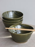 Ramen Bowl in Moss and Oxide Brushwork