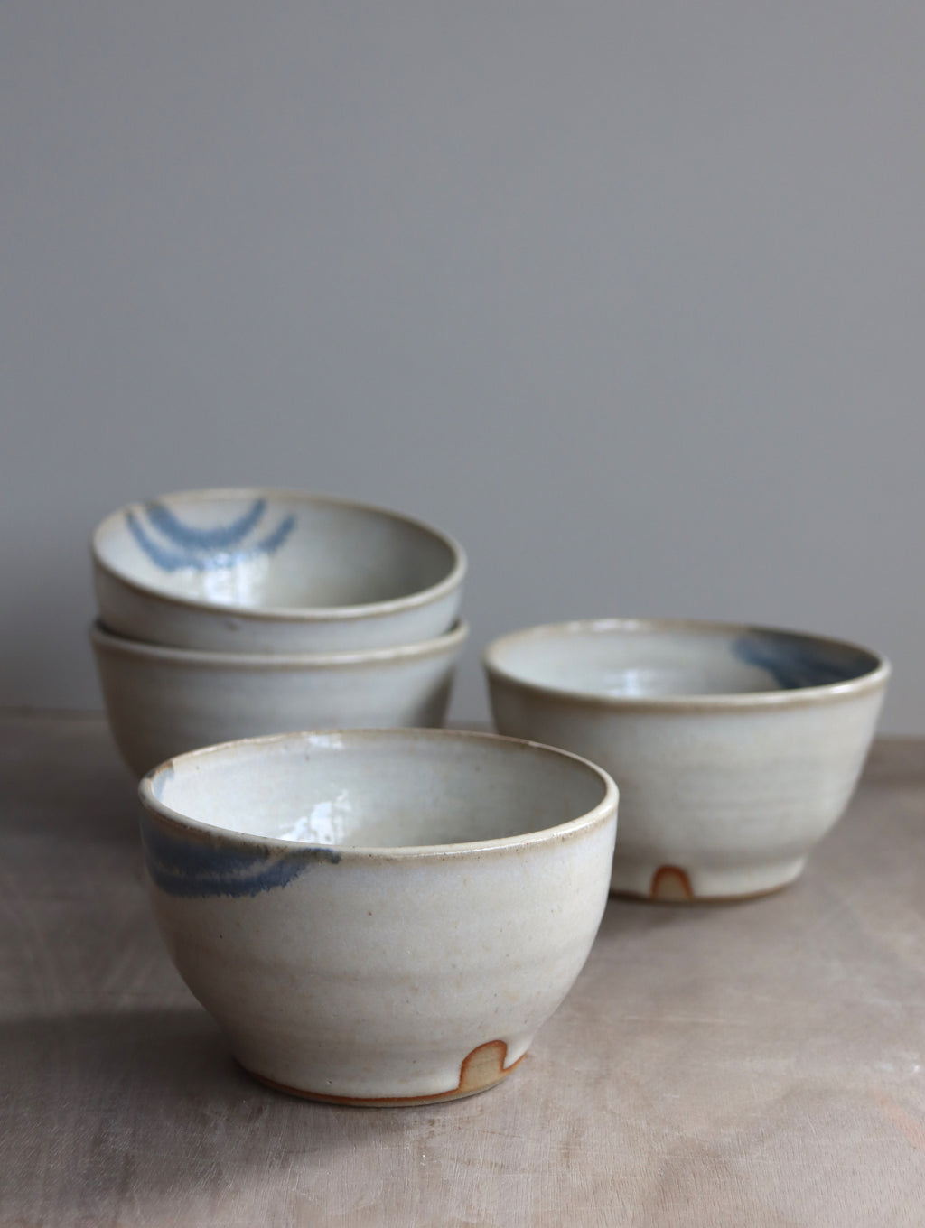 Everyday Bowl in Speckle White and Blue Brushwork