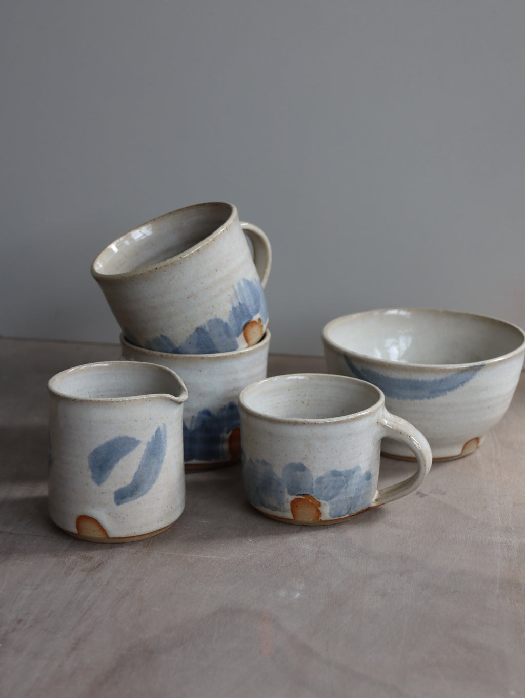 Small Jug in White and Blue Brushwork