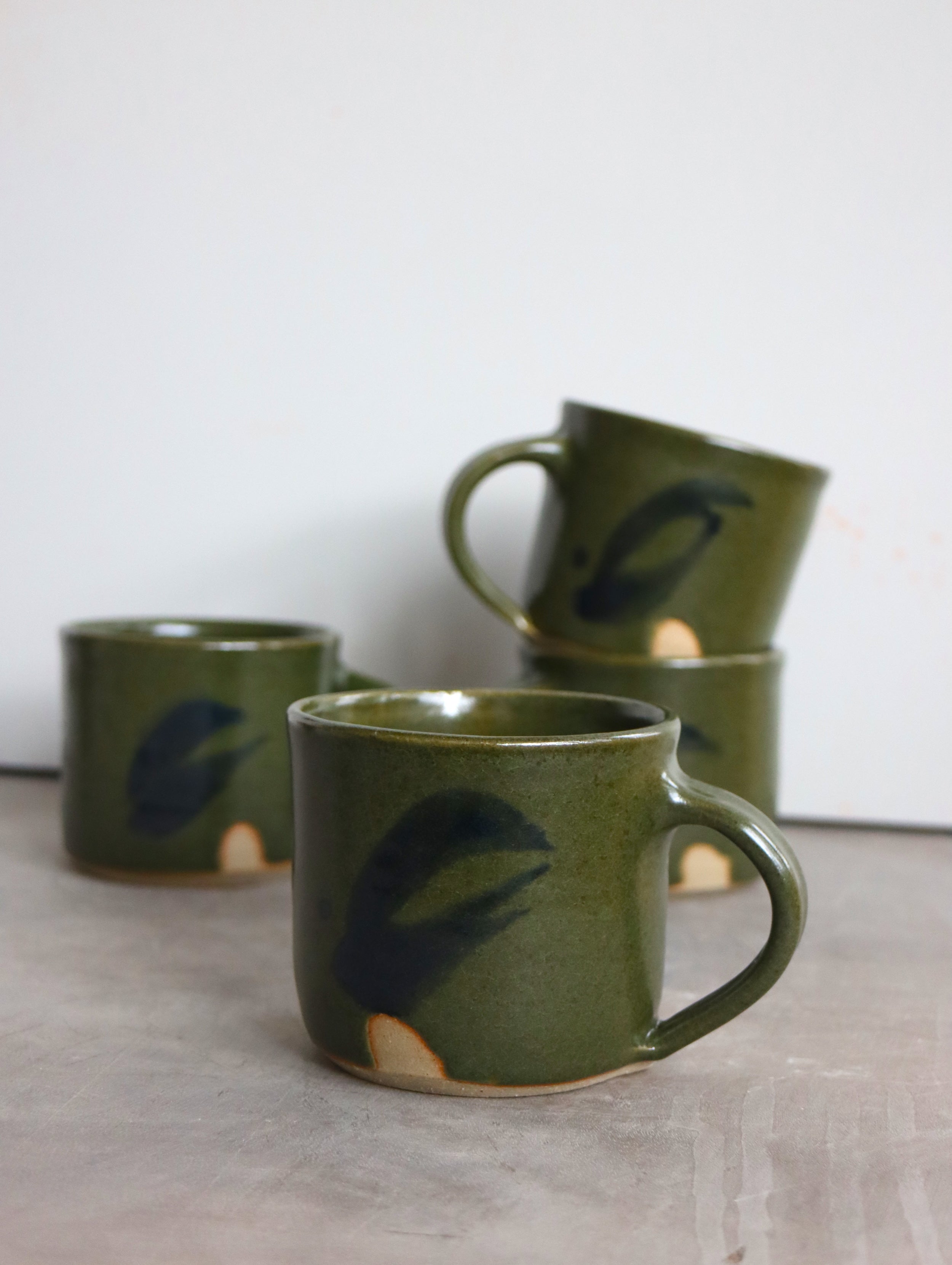 Mug in Moss and Oxide Brushwork (10oz)
