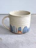 Mug in White Speckle and Blue Brushwork (10oz)