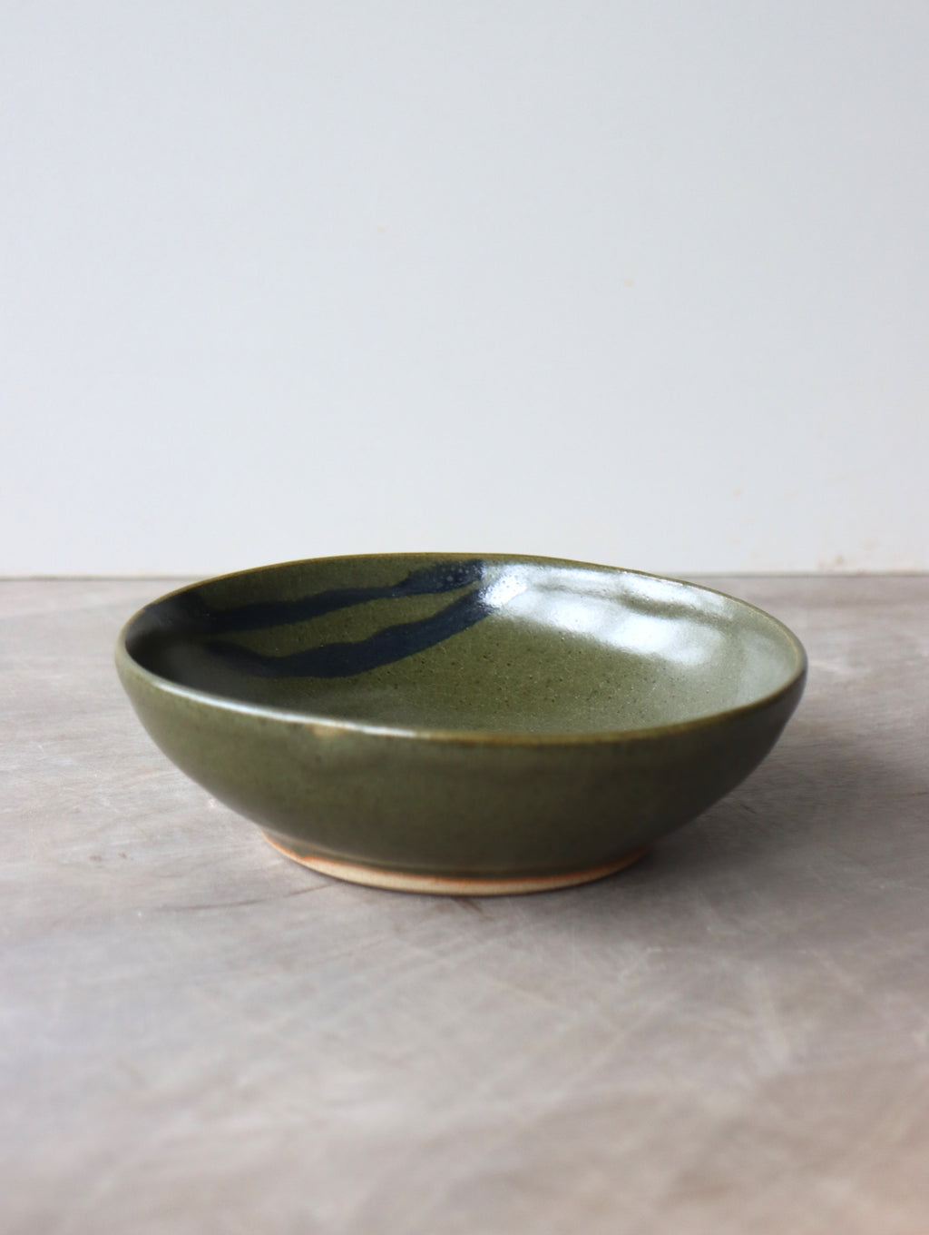 Pasta Bowl in Moss and Oxide Brushwork