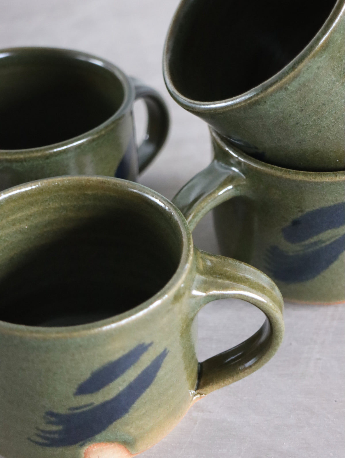 Coffee Cup in Moss and Oxide Brushwork (7oz)