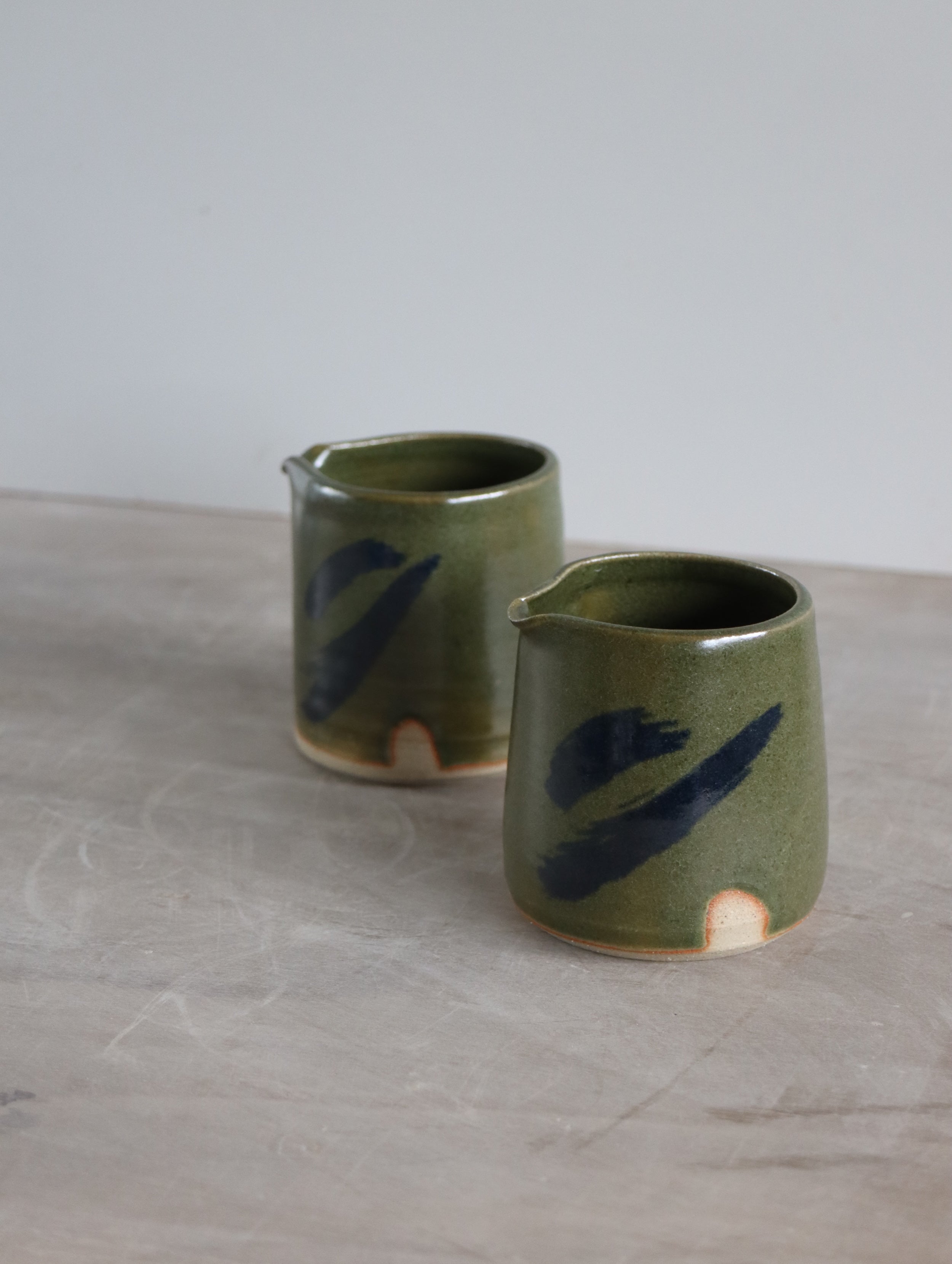 Small Jug in Moss and Oxide Brushwork
