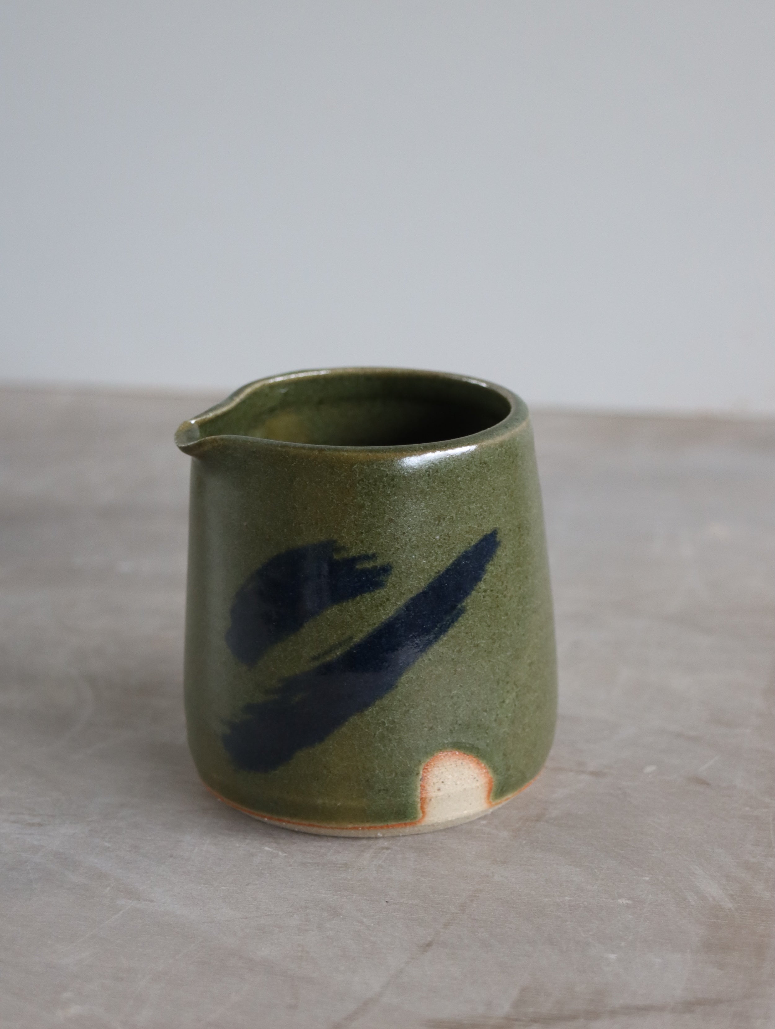Small Jug in Moss and Oxide Brushwork