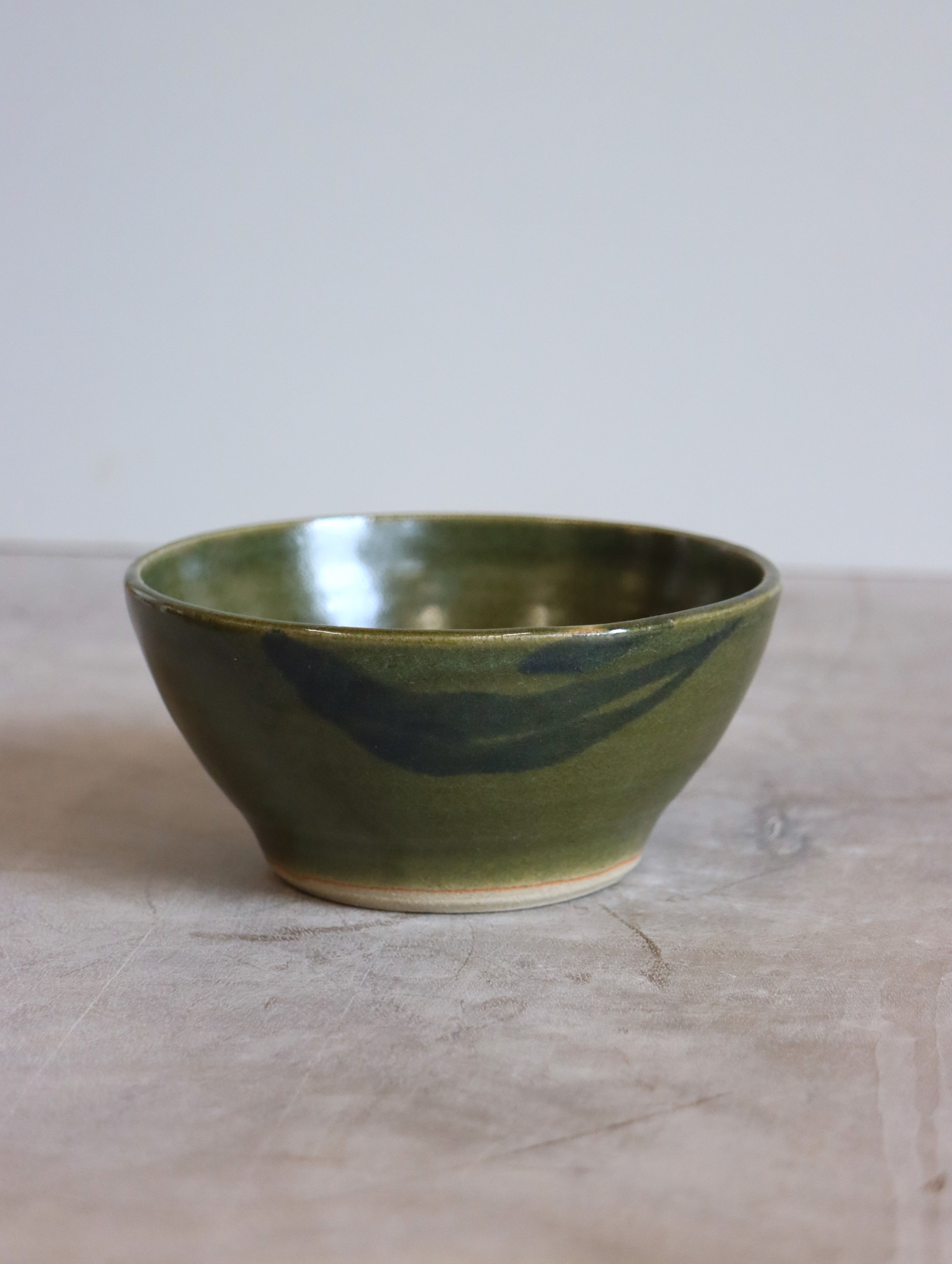 Small Bowl in Moss and Oxide Brushwork