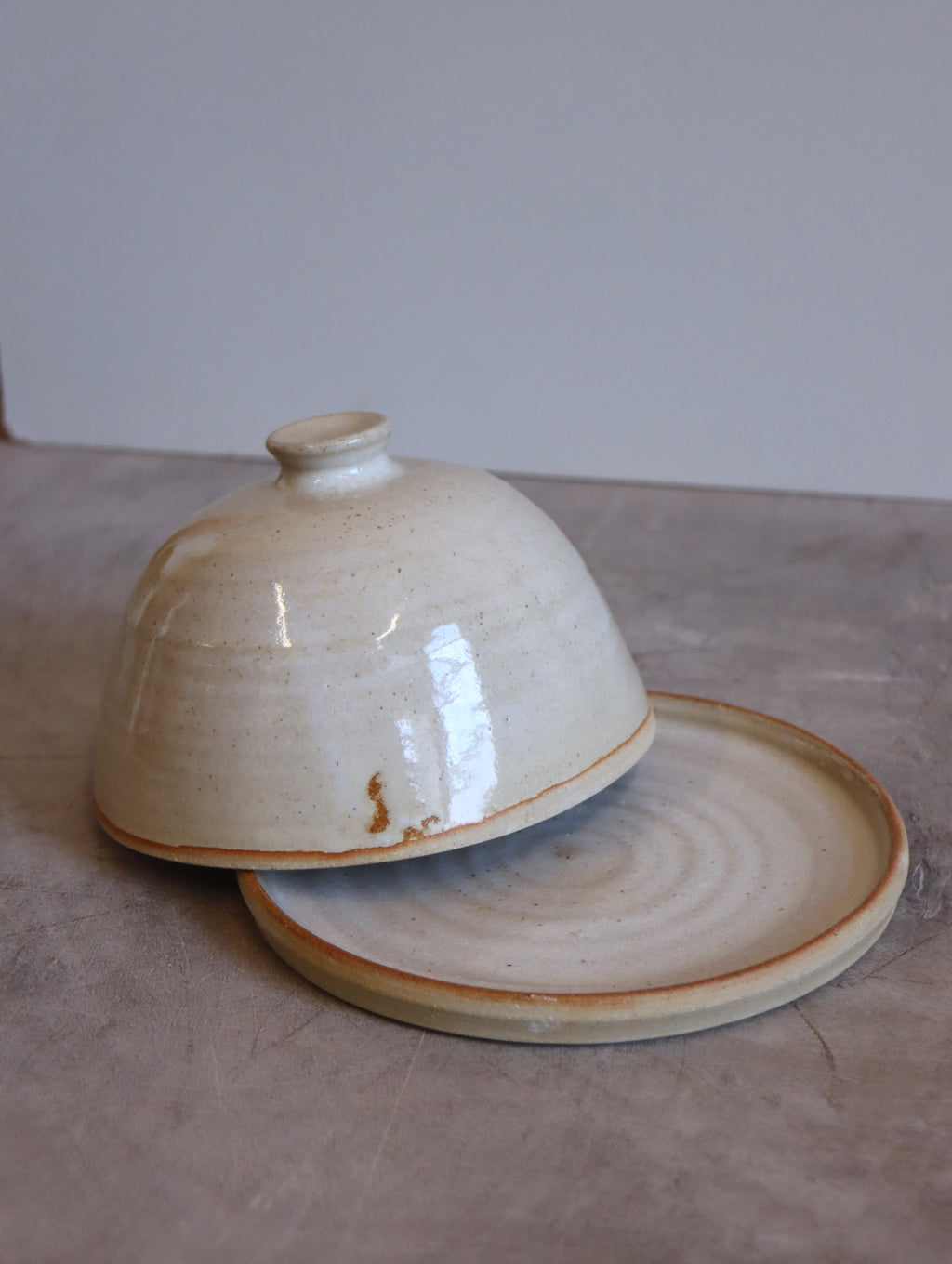 Butter Dish in White Speckle