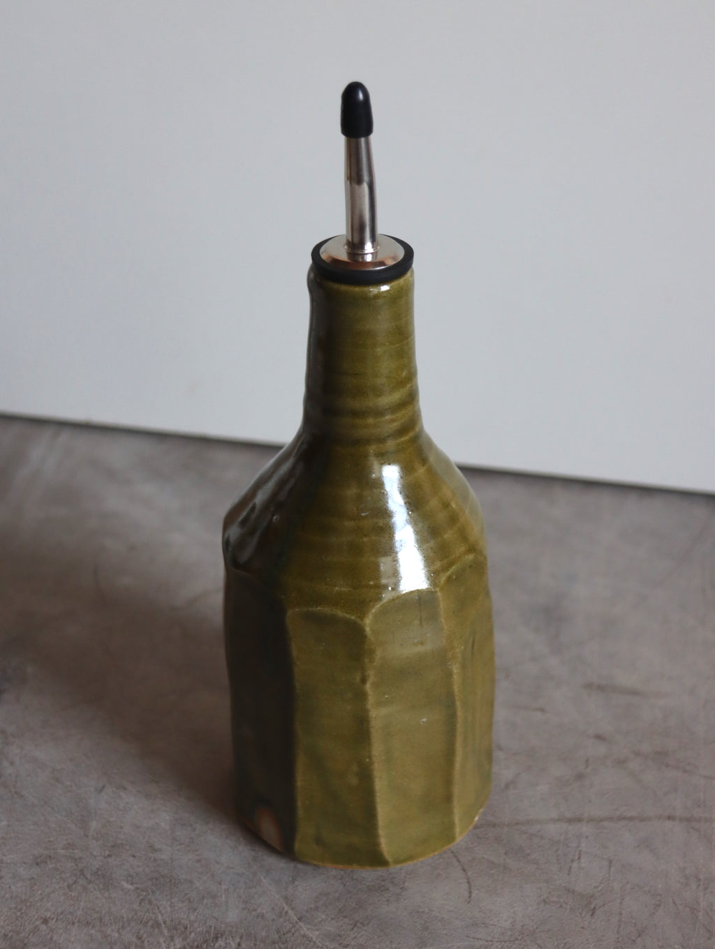 Faceted Large Oil Pourer in Moss