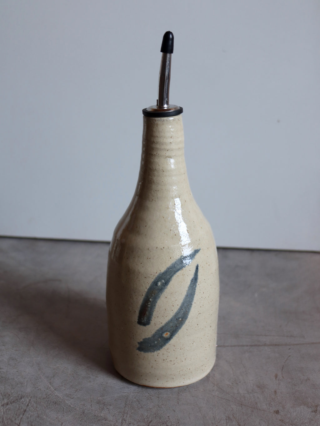 Large Oil Pourer in White and Blue Oxide