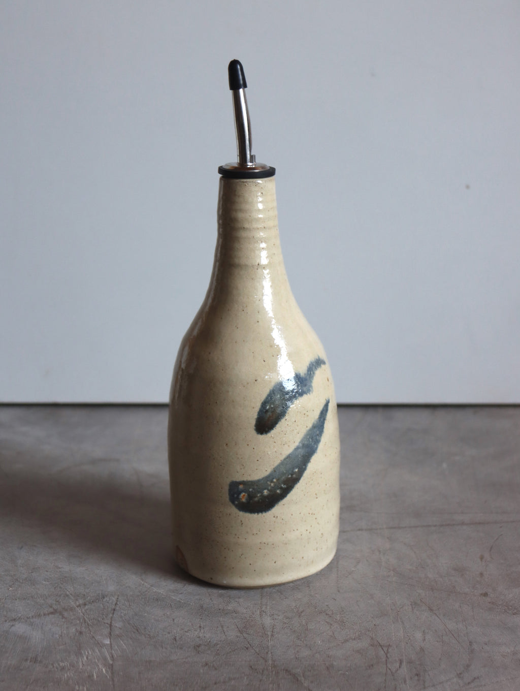 Large Oil Pourer in White and Blue Oxide
