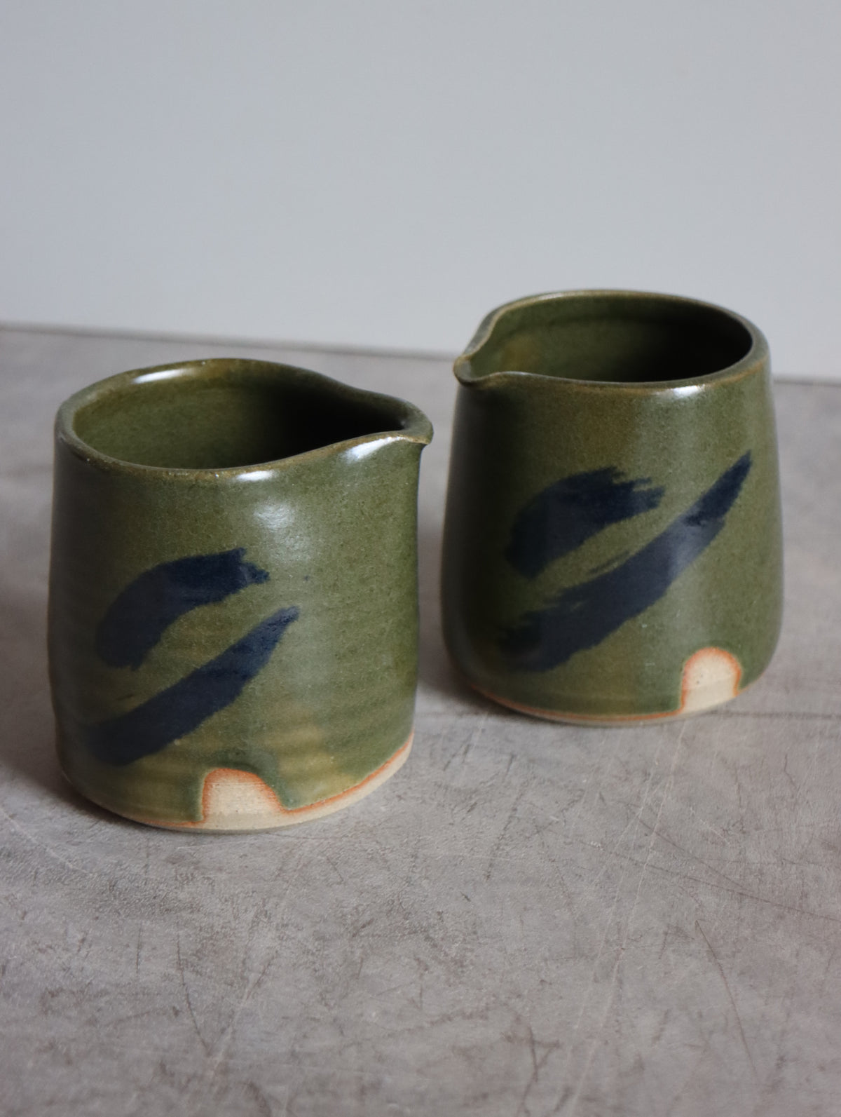 Small Jug in Moss and Oxide Brushwork