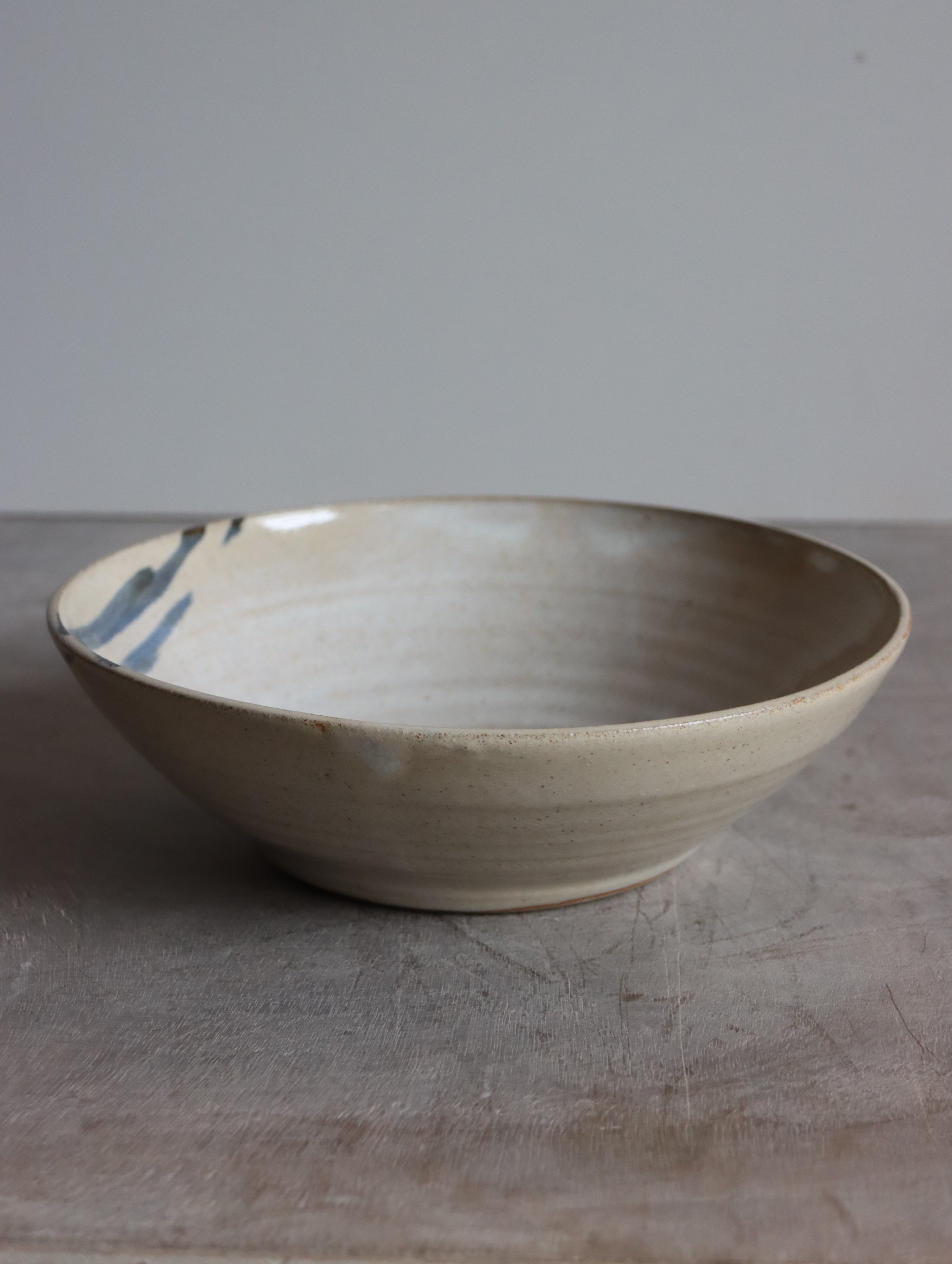 Pasta Bowl in White Speckle and Oxide Brushwork