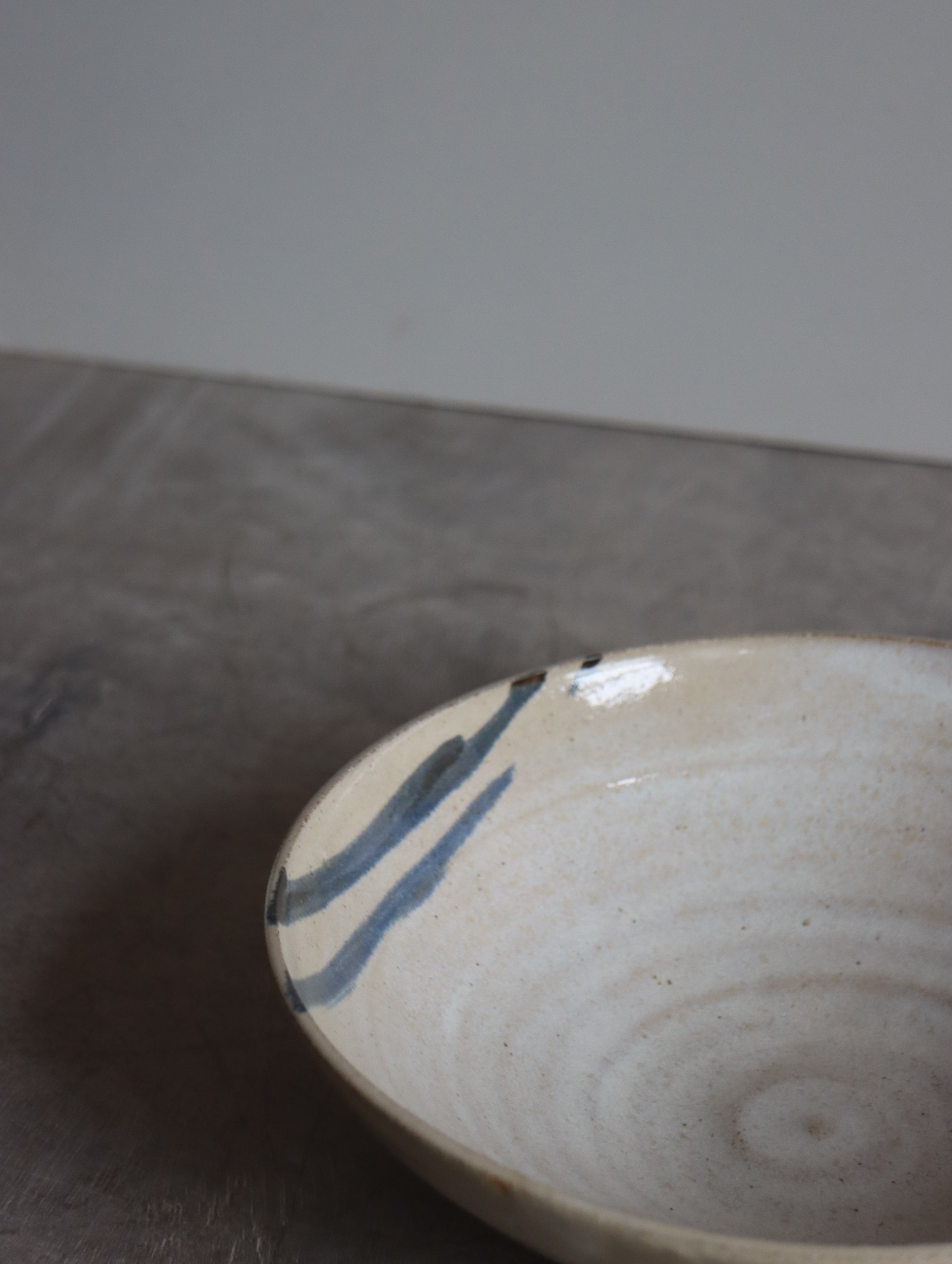 Pasta Bowl in White Speckle and Oxide Brushwork