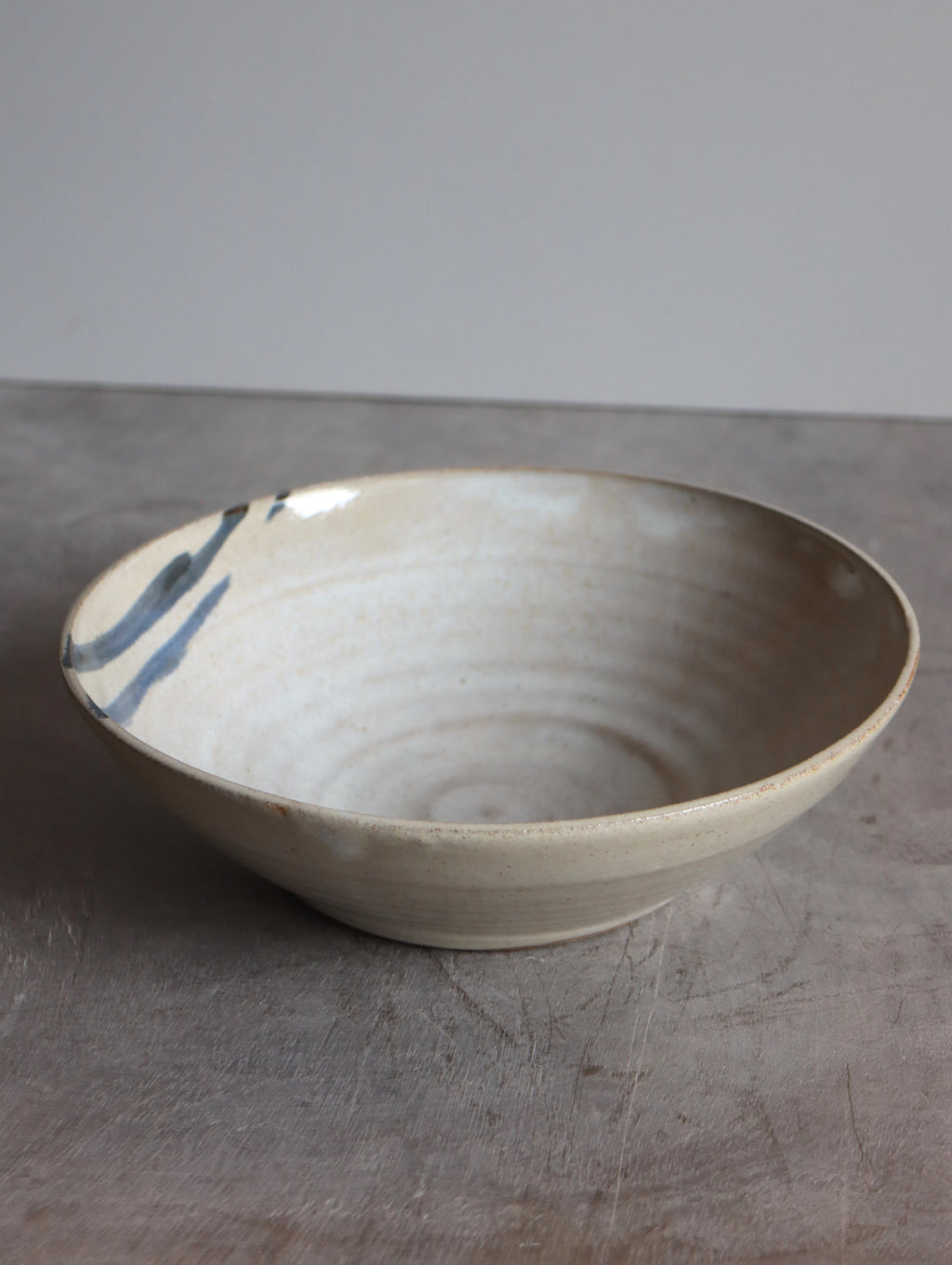 Pasta Bowl in White Speckle and Oxide Brushwork