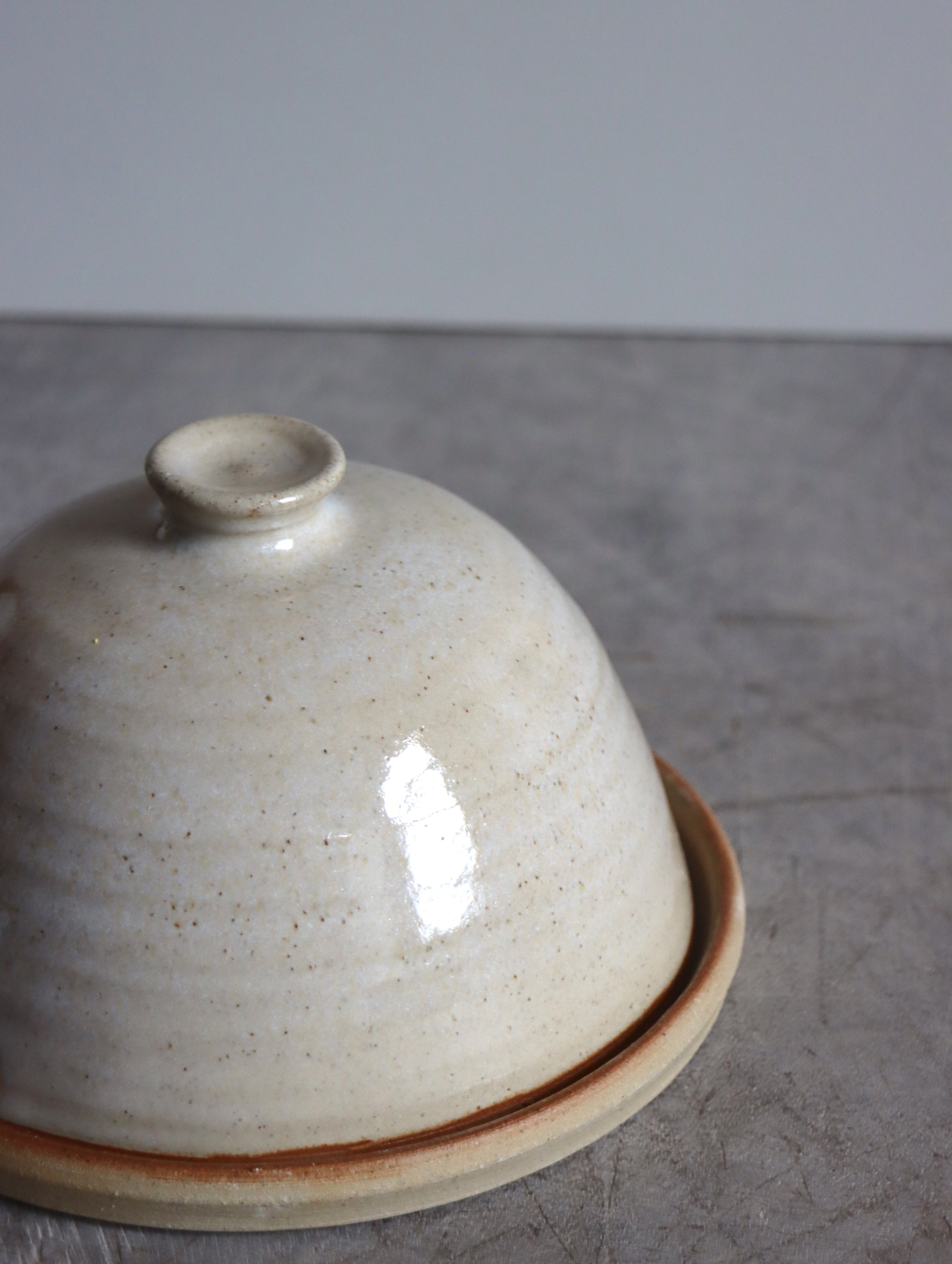 Butter Dish in White Speckle