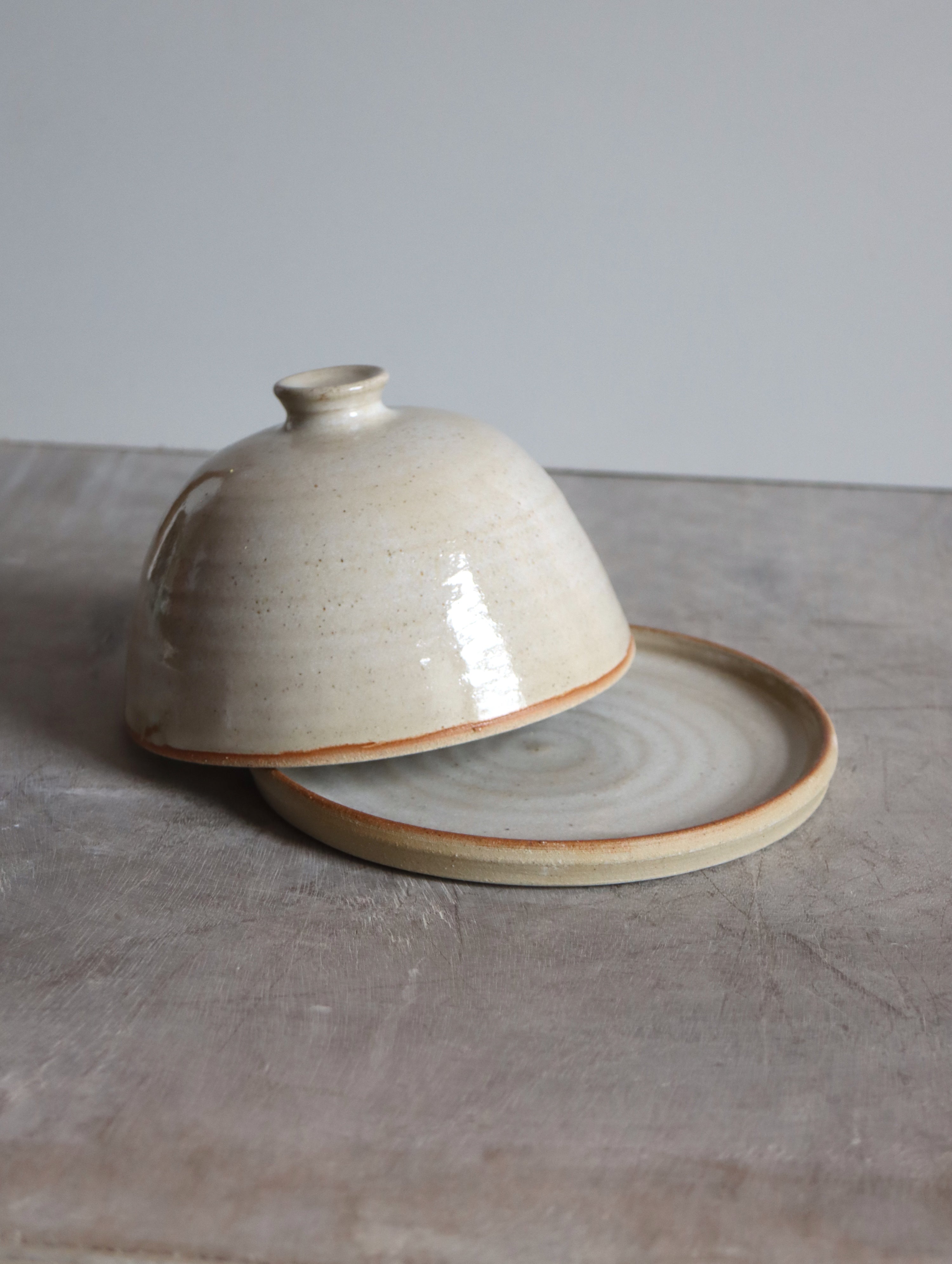 Butter Dish in White Speckle