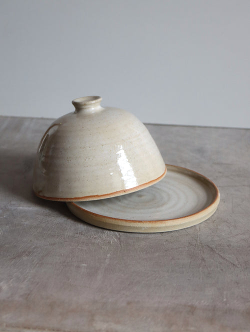 Butter Dish in White Speckle