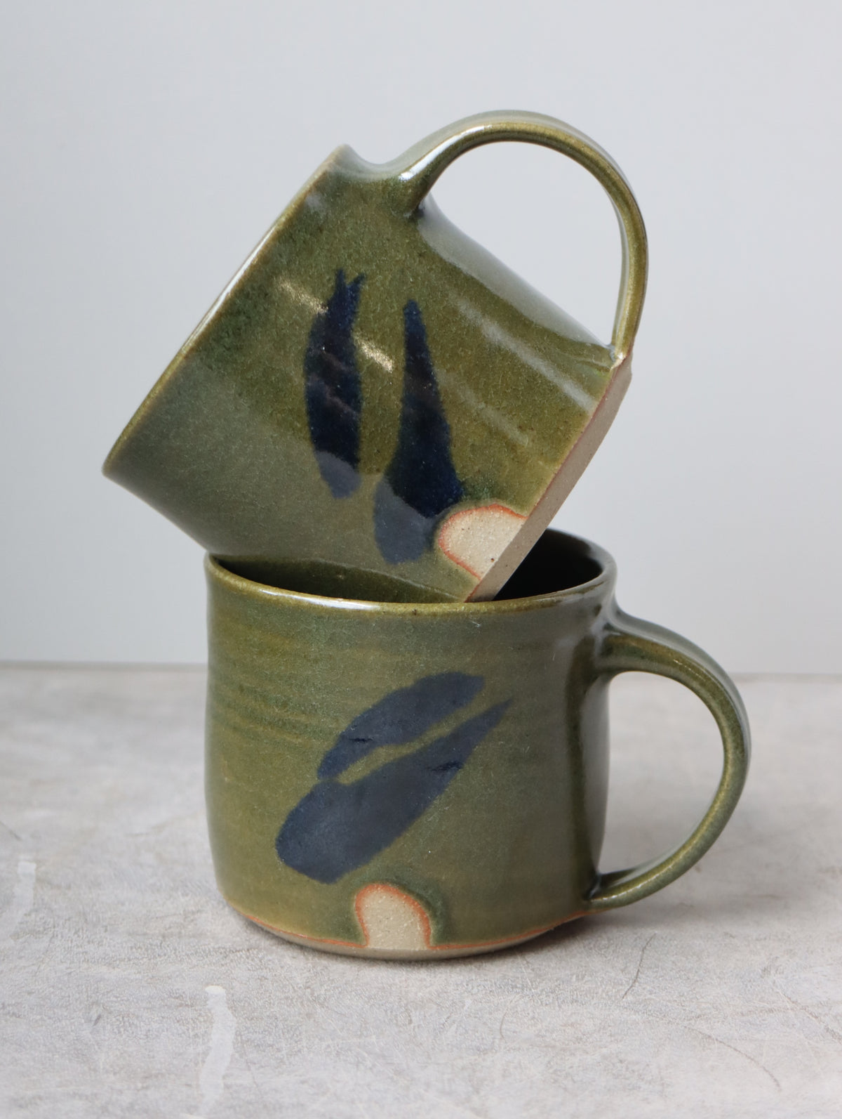 Mug in Moss and Oxide Brushwork (10oz)