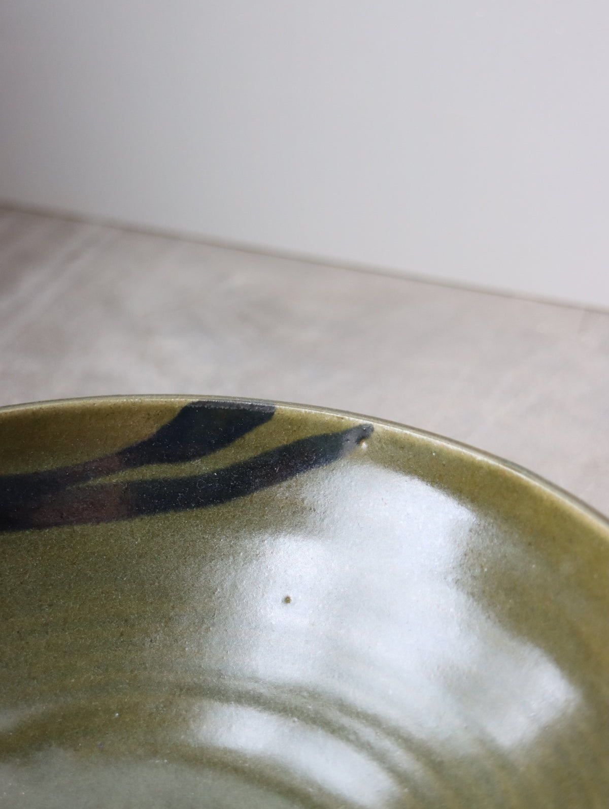 Pasta Bowl in Moss and Oxide Brushwork